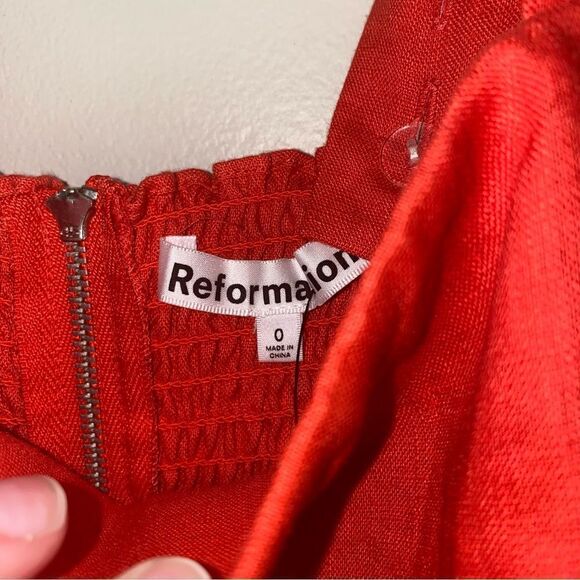 Reformation Red Orange Linen Midi Dress NWT size 0 - Picture 2 of 2